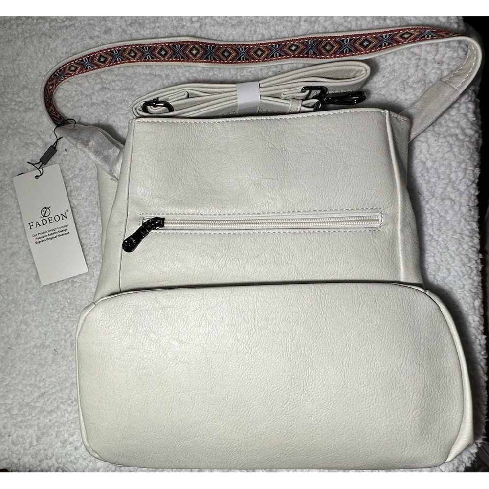 FADEON Crossbody Purse - Off-White w embroidered straps Bag NEW w/ Tags - Picture 2 of 5
